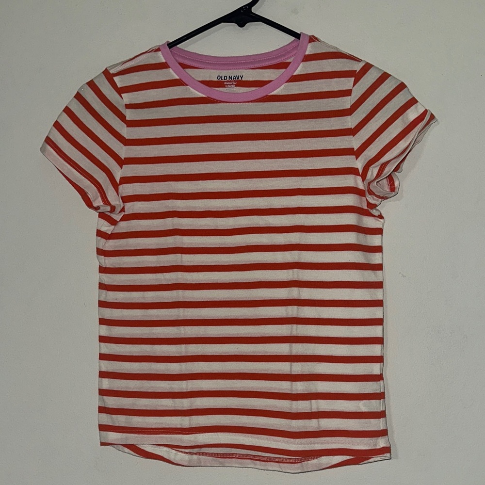 Old Navy Red and White Striped Kids Tee